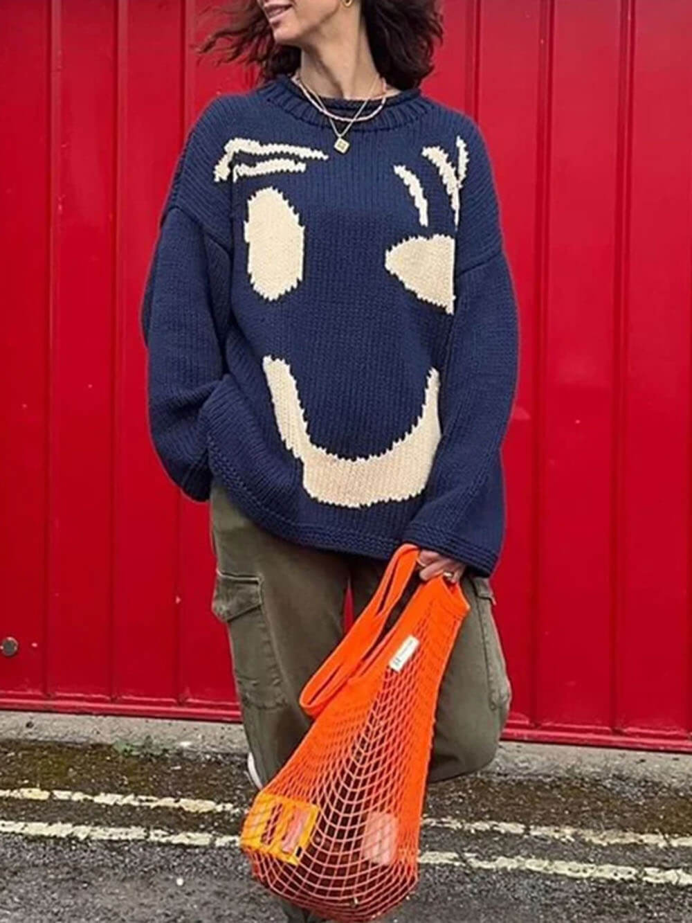 Women's Oversized Knit Sweater | Chunky Crochet Jumper