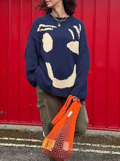 Women's Oversized Knit Sweater | Chunky Crochet Jumper