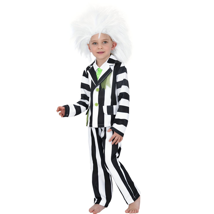 Kids Halloween Costume Black White Striped Suit