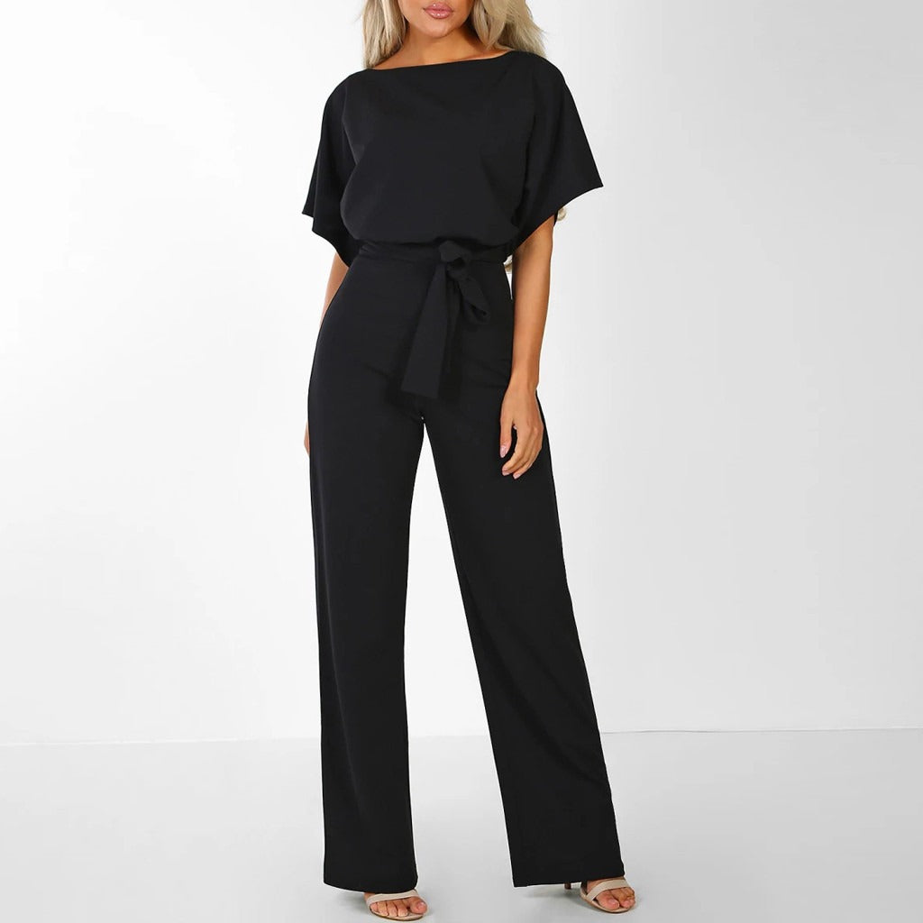 Women's Wide Leg Jumpsuit | Short Sleeved Elegant