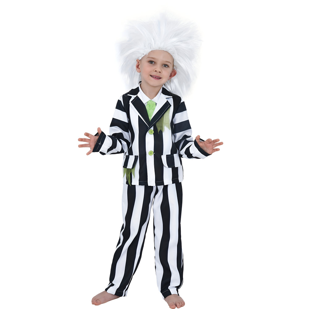 Kids Halloween Costume Black White Striped Suit
