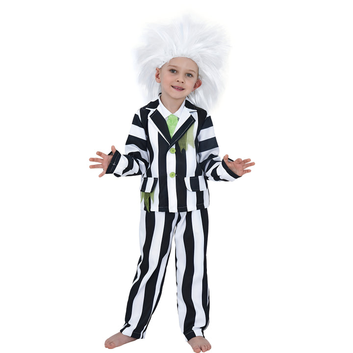 Kids Halloween Costume Black White Striped Suit