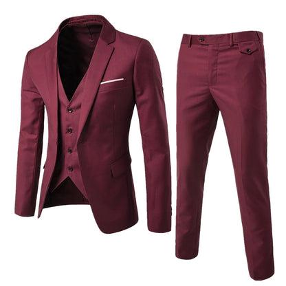 Men’s Slim Fit 3-Piece Suit Set | Blazer Vest Trouser