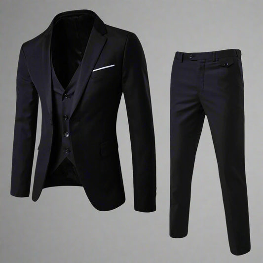 Men’s Slim Fit 3-Piece Suit Set | Blazer Vest Trouser