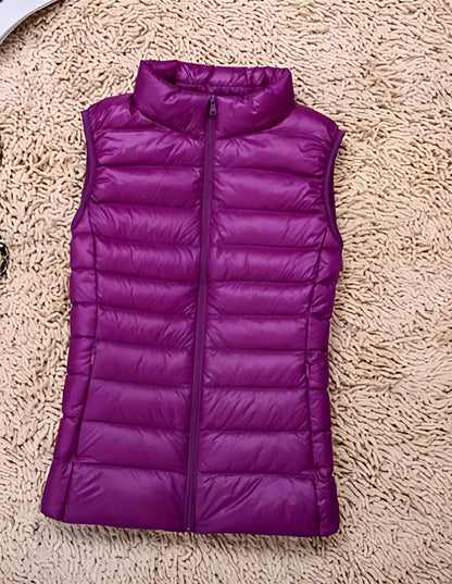 Women's Puffer Vest | Zip-Up Sleeveless Casual