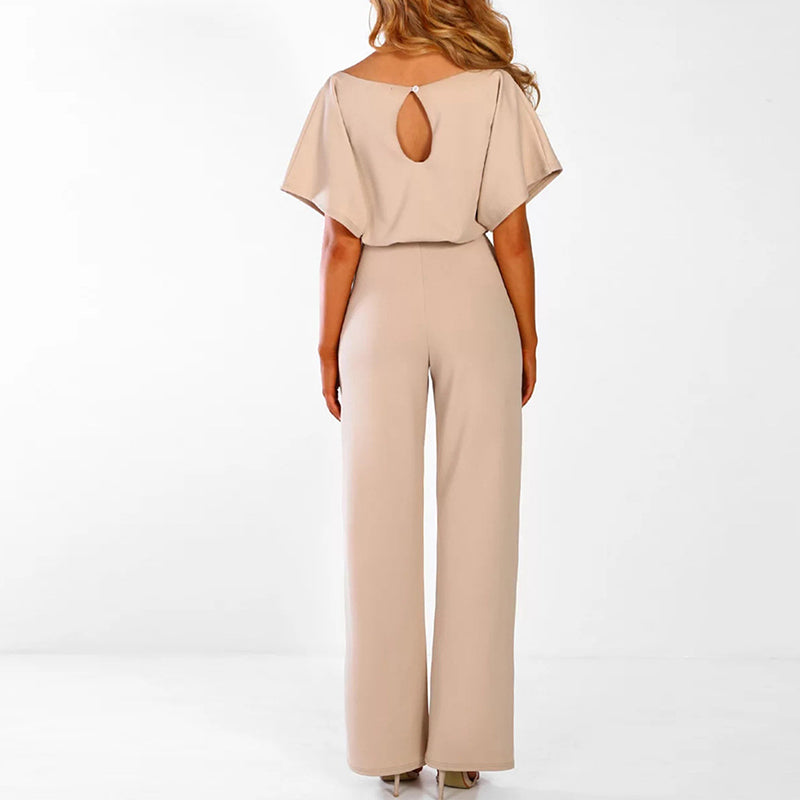 Women's Wide Leg Jumpsuit | Short Sleeved Elegant