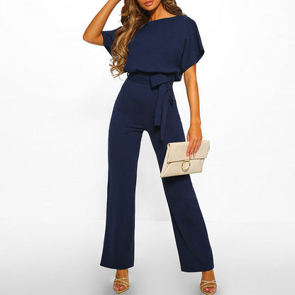 Women's Wide Leg Jumpsuit | Short Sleeved Elegant