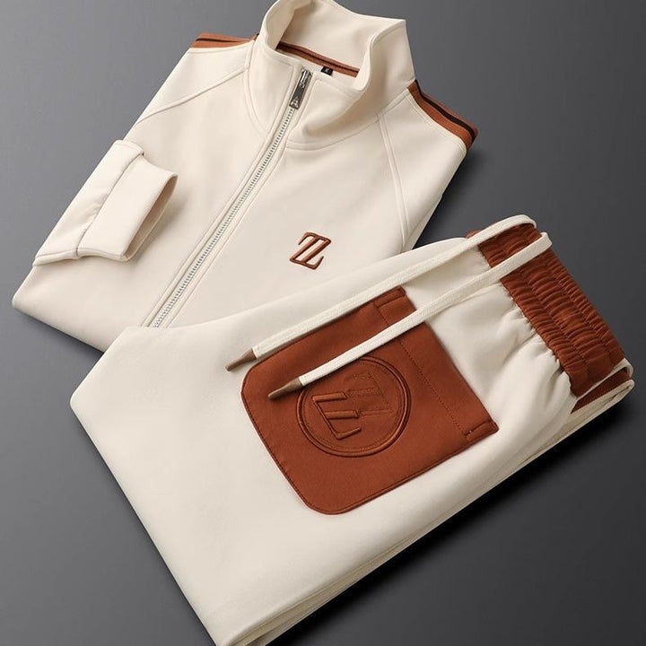 Men's Two-Piece Tracksuit Set | Zippered Jacket Trouser-Levorel