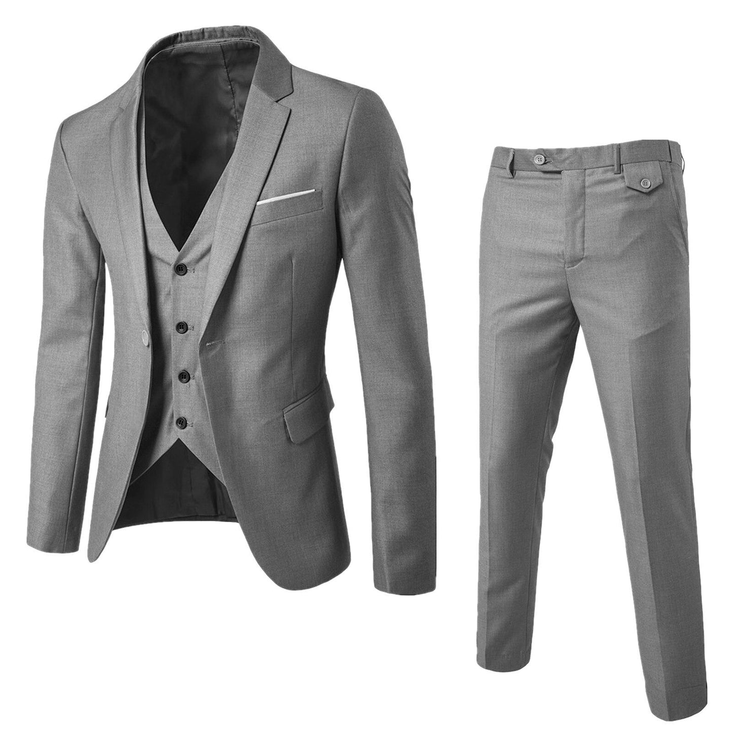 Men’s Slim Fit 3-Piece Suit Set | Blazer Vest Trouser