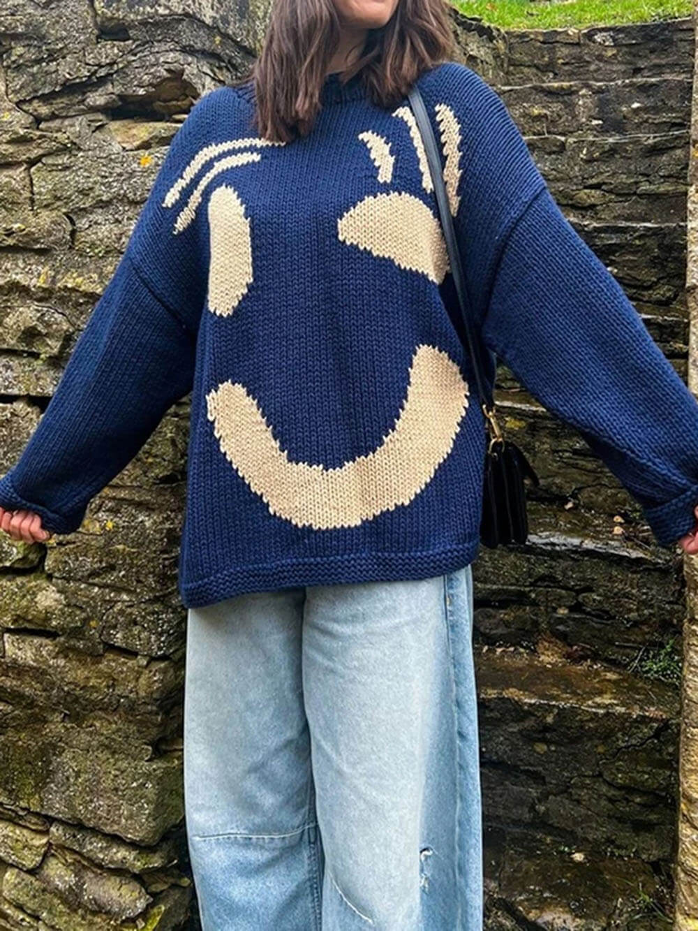 Women's Oversized Knit Sweater | Chunky Crochet Jumper