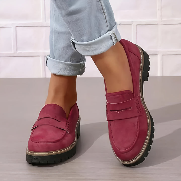 Women Platform Slip On Loafers | Grip Sole Work Shoes