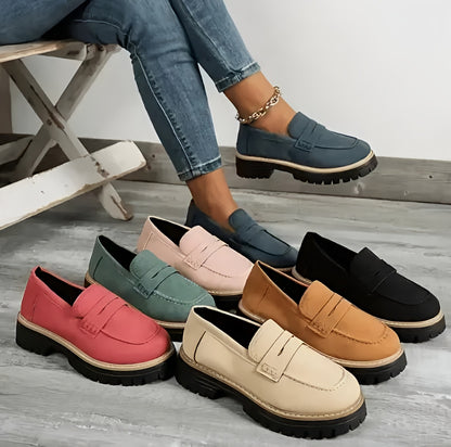 Women Platform Slip On Loafers | Grip Sole Work Shoes