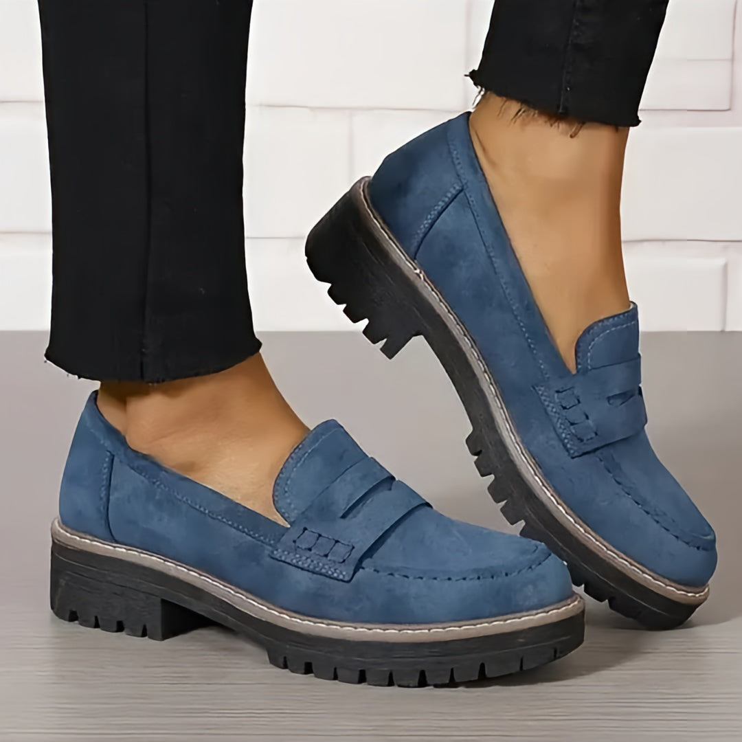 Women Platform Slip On Loafers | Grip Sole Work Shoes