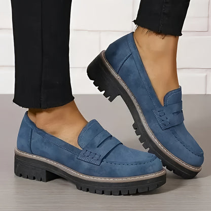 Women Platform Slip On Loafers | Grip Sole Work Shoes