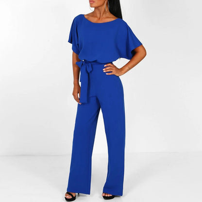 Women's Wide Leg Jumpsuit | Short Sleeved Elegant