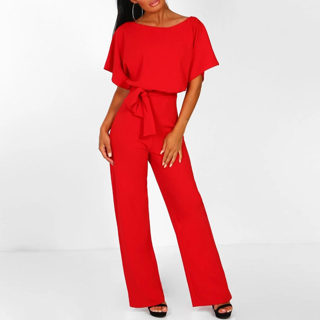 Women's Wide Leg Jumpsuit | Short Sleeved Elegant