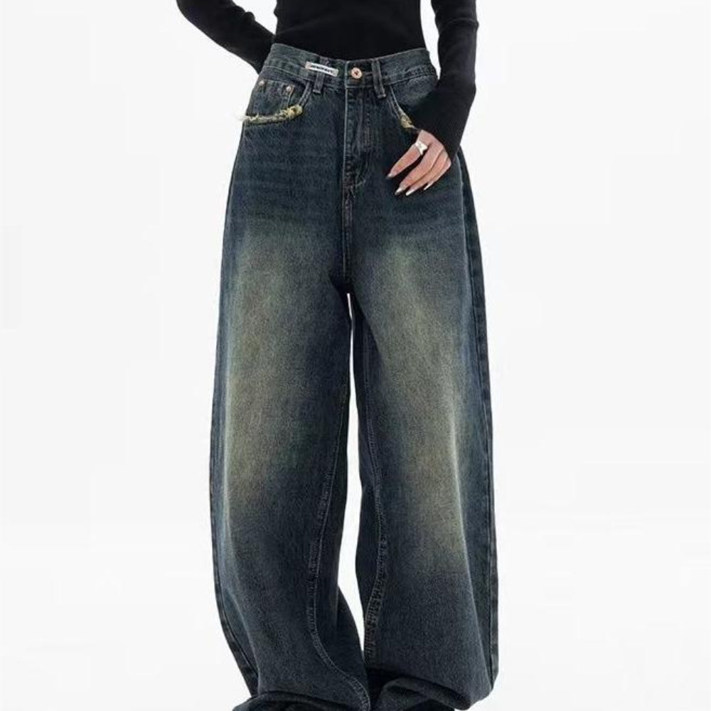 Washed Effect Vintage Baggy Boyfriend Jeans - Image 4