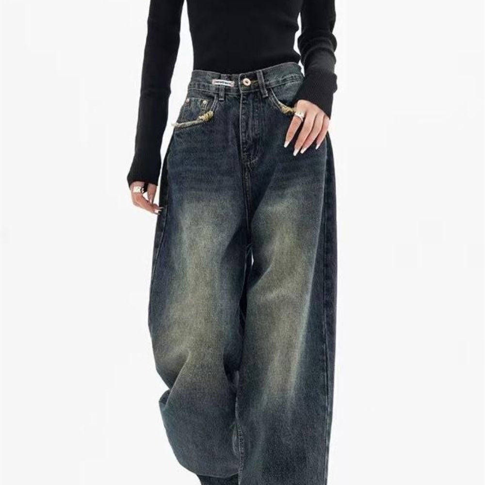 Washed Effect Vintage Baggy Boyfriend Jeans - Image 2