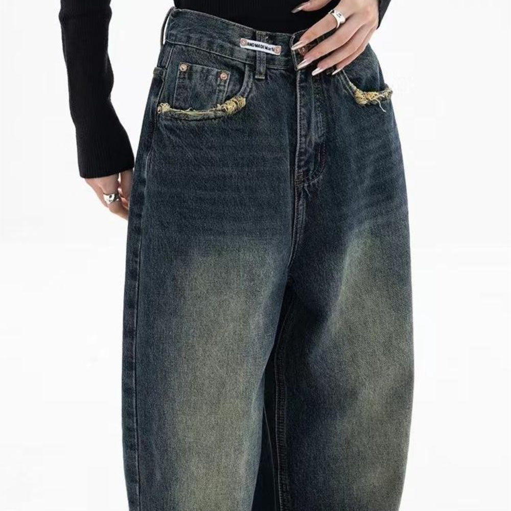 Washed Effect Vintage Baggy Boyfriend Jeans - Image 9