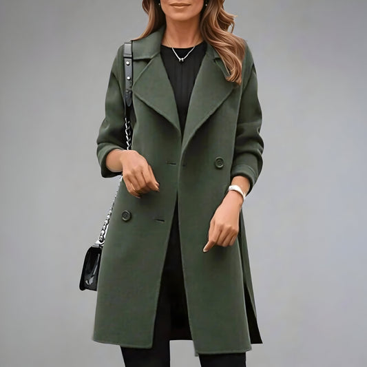 Women's Double Breasted Wool Trench Coat | Long Winter