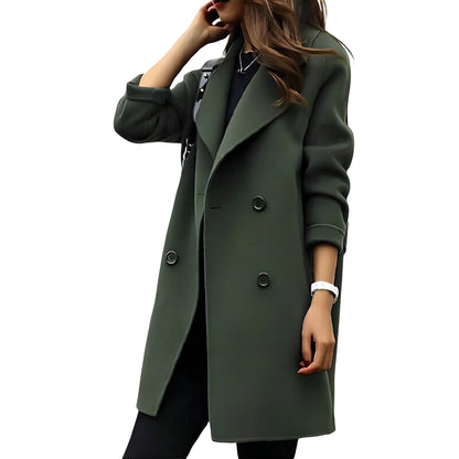 Women's Double Breasted Wool Trench Coat | Long Winter