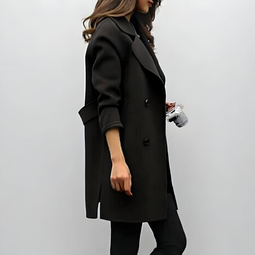 Women's Double Breasted Wool Trench Coat | Long Winter