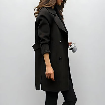 Women's Double Breasted Wool Trench Coat | Long Winter