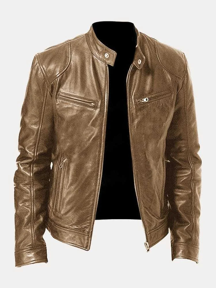 Men’s Bomber Leather Jacket | Faux Oversized Style