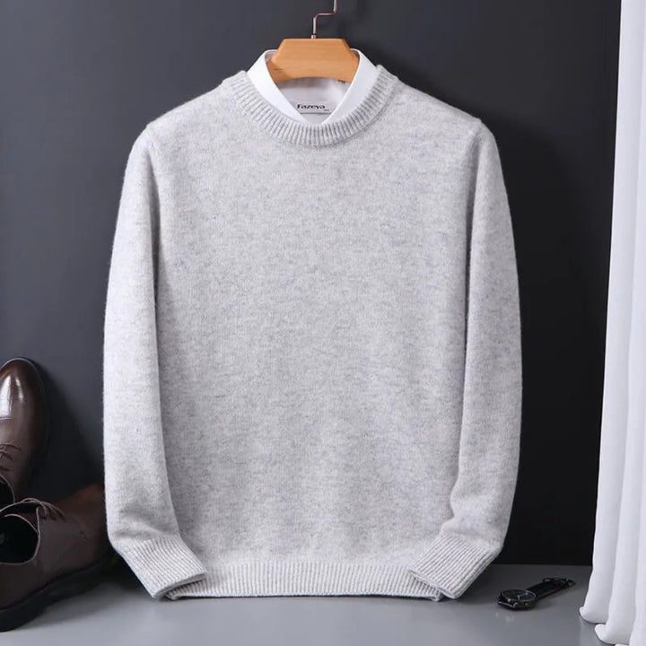Men’s knitted winter sweater | crew neck warm jumper