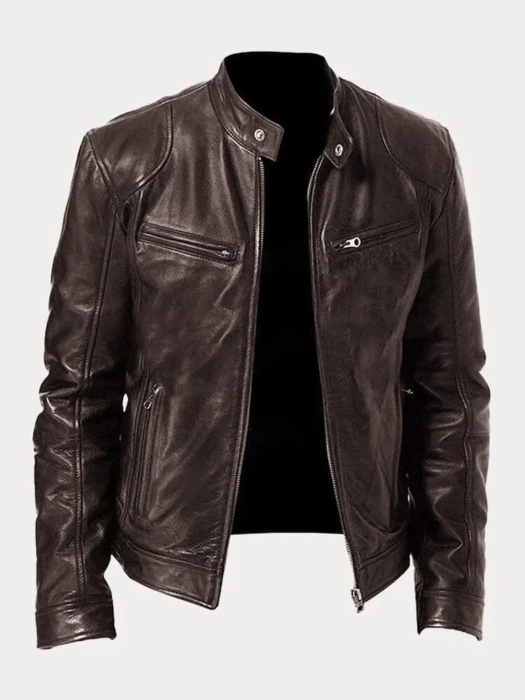Men’s Bomber Leather Jacket | Faux Oversized Style