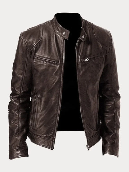 Men’s Bomber Leather Jacket | Faux Oversized Style