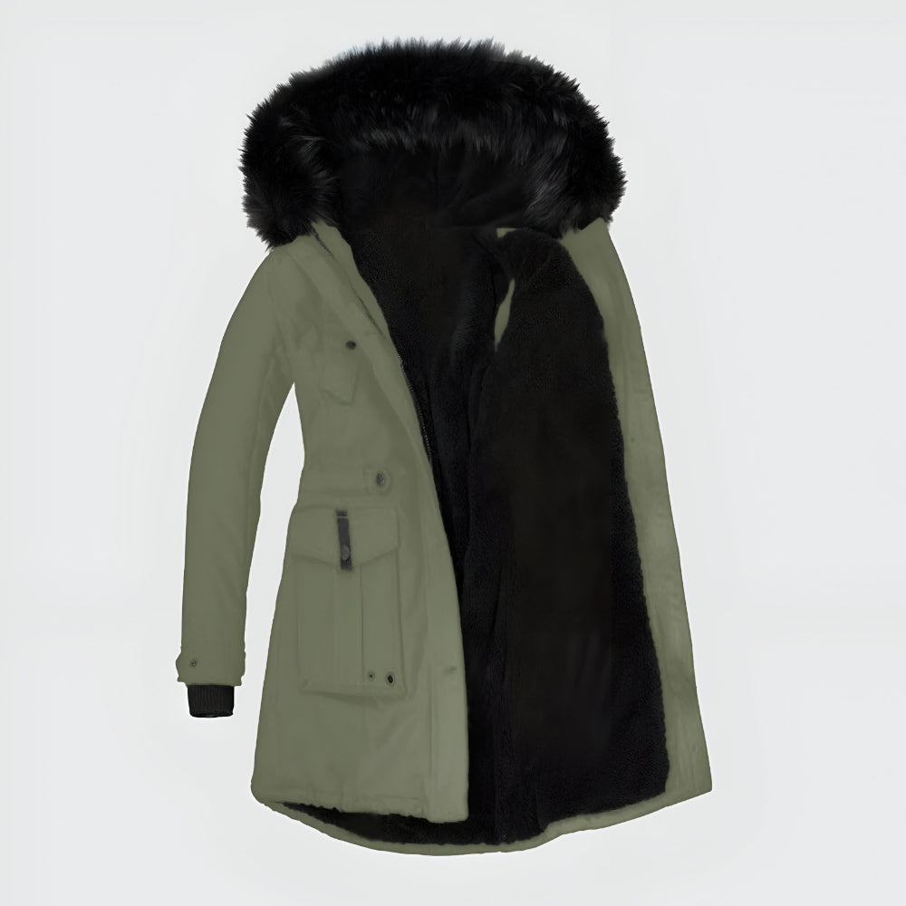Women’s Warm Winter Parka Coat | Hooded Faux Fur