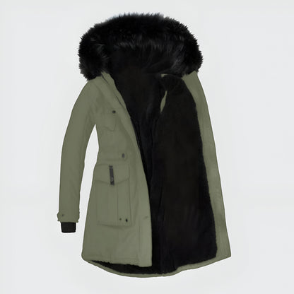 Women’s Warm Winter Parka Coat | Hooded Faux Fur
