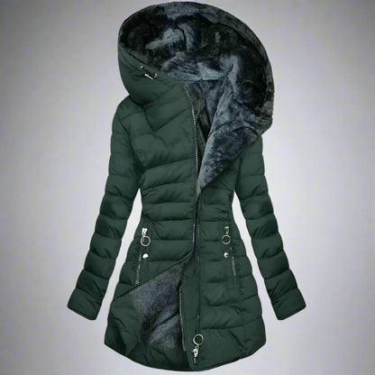 Women’s Hooded Puffer Winter Coat | Warm Faux Fur Lined