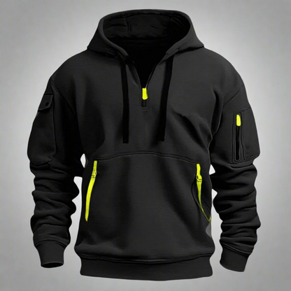 Men’s Winter Hoodie Jacket | Half-Zip, Utility Pockets