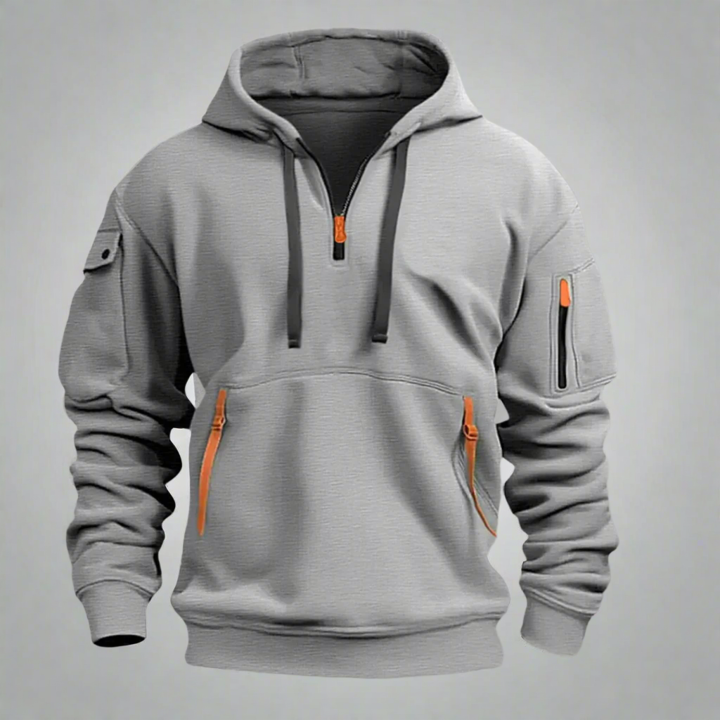 Men’s Winter Hoodie Jacket | Half-Zip, Utility Pockets