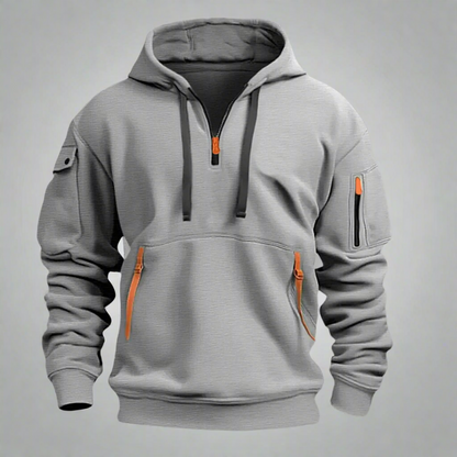 Men’s Winter Hoodie Jacket | Half-Zip, Utility Pockets