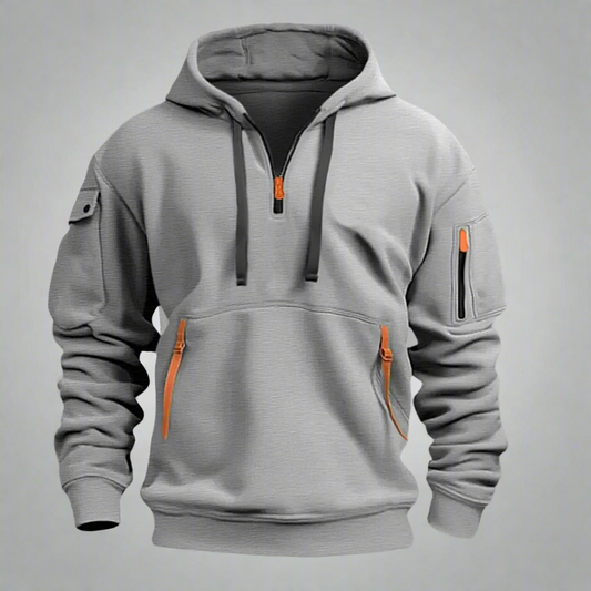 Men’s Winter Hoodie Jacket | Half-Zip, Utility Pockets