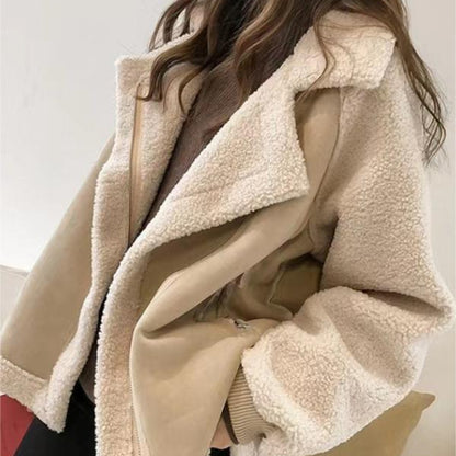 Classic Oversize Vegan Fur Suede Jacket with Lapel Collar - Image 3