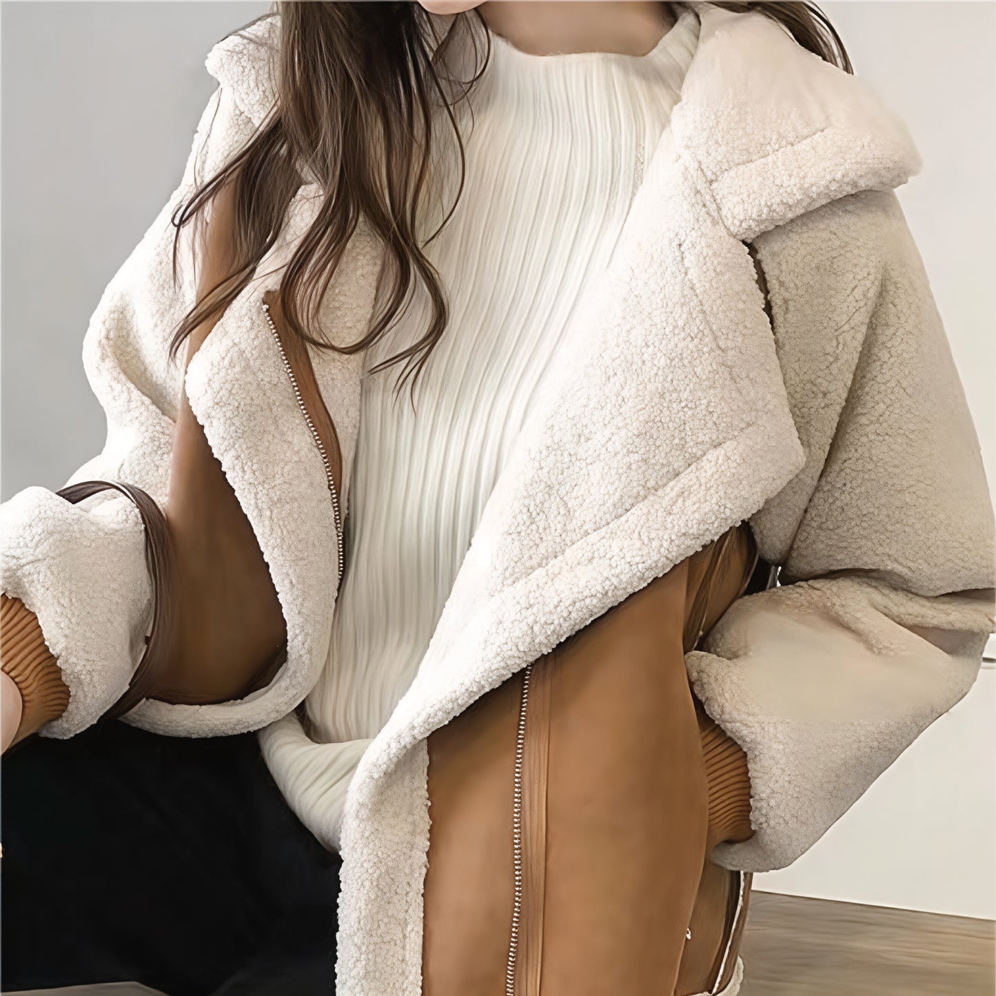 Women's Oversized Sherpa Jacket Cozy Warm Winter Outerwear