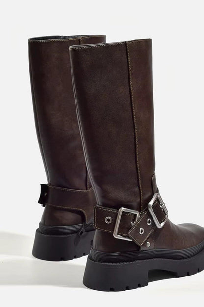 Women’s Knee High Winter Boots | Grip Sole, Buckle Detail