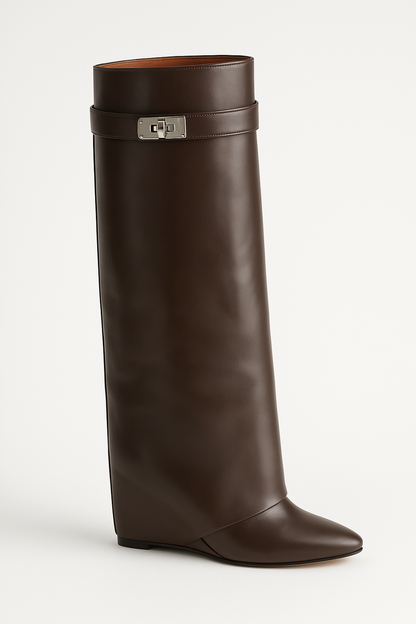 Women’s Knee High Wedge Boots | Closed Toe, Heeled