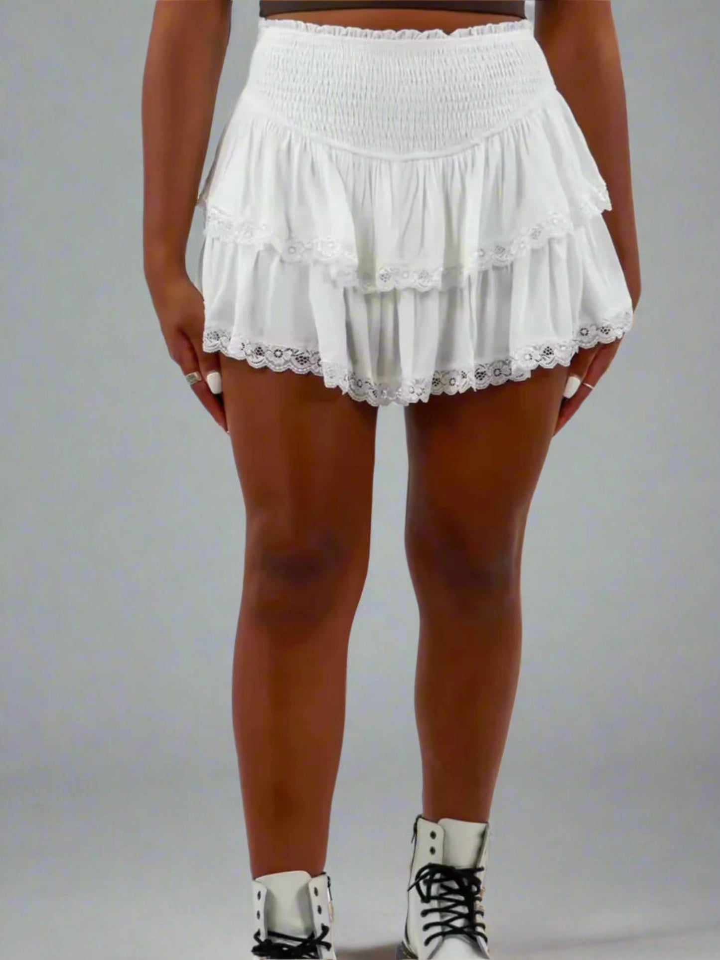 Women's Knitted Long Sleeve Dress Set | Lace Trim, Mini