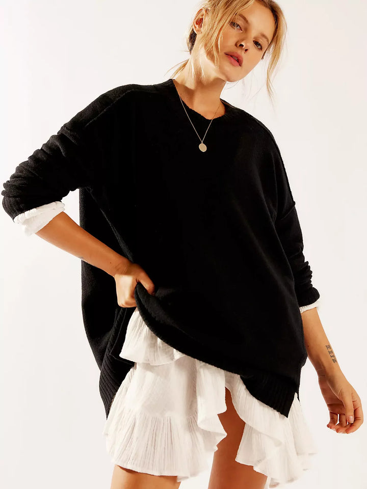 Women's Knitted Long Sleeve Dress Set | Lace Trim, Mini