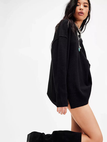 Women's Knitted Long Sleeve Dress Set | Lace Trim, Mini