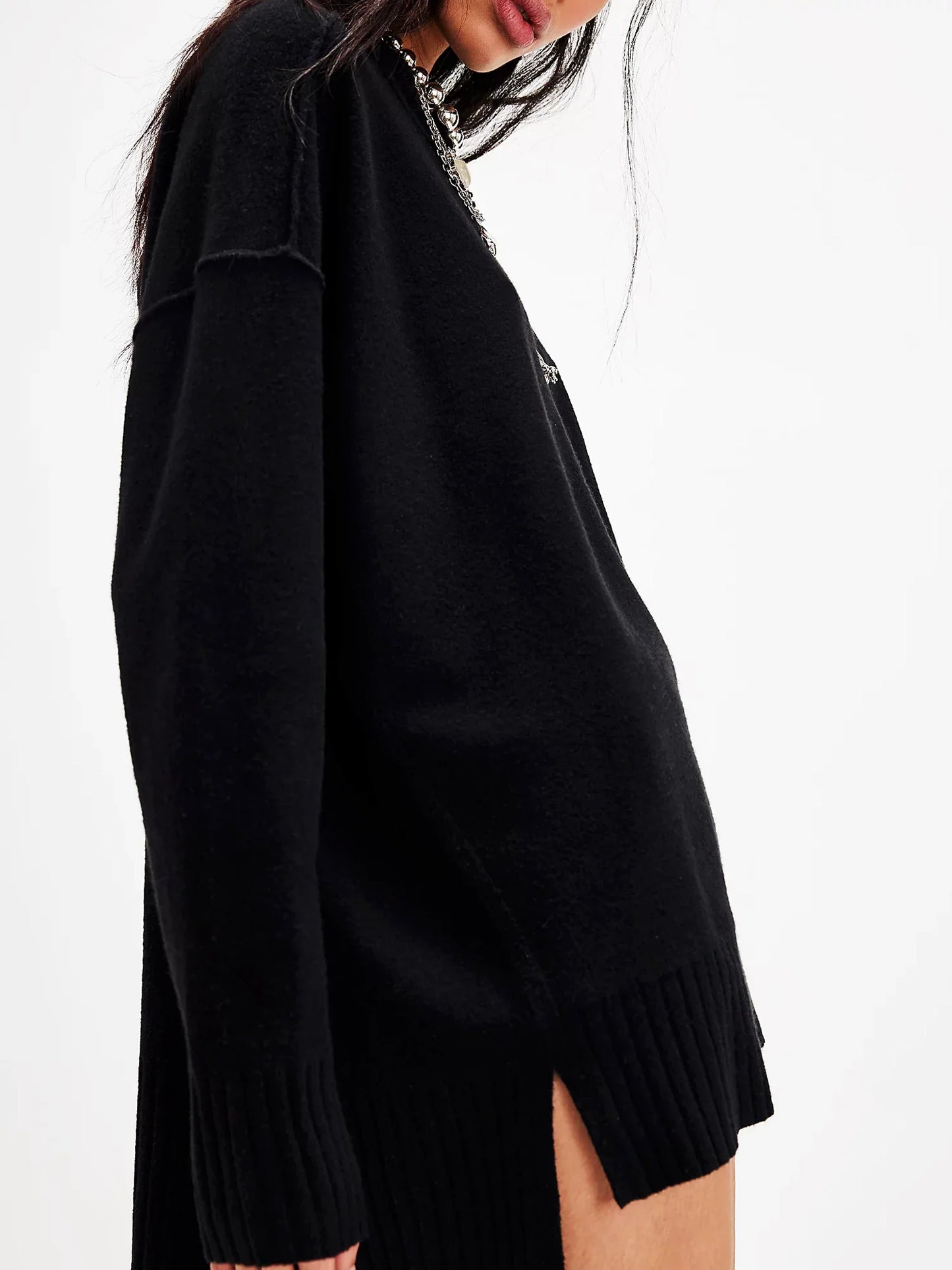 Women's Knitted Long Sleeve Dress Set | Lace Trim, Mini