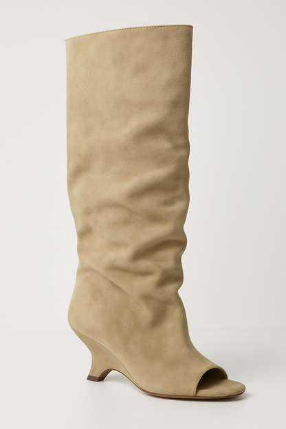 Women’s High Wedge Heeled Boots | Peep Toe, Slouch Style