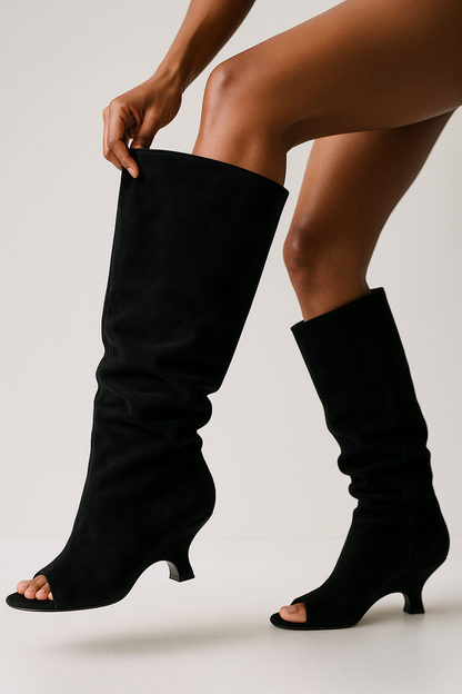 Women’s High Wedge Heeled Boots | Peep Toe, Slouch Style