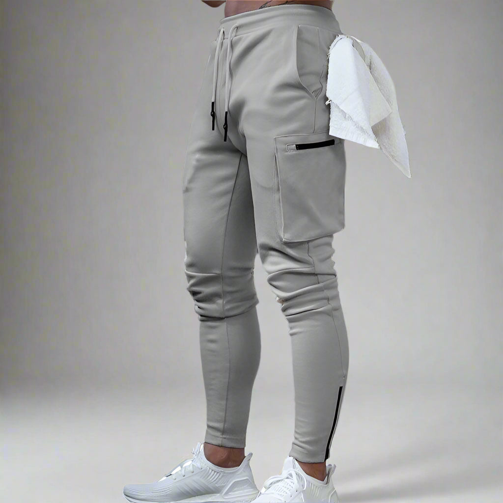 Men's Cargo Joggers | Gym Running Pants With Zip Pockets