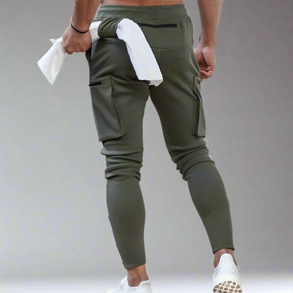 Men's Cargo Joggers | Gym Running Pants With Zip Pockets